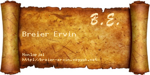 Breier Ervin névjegykártya